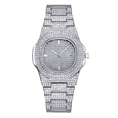Hip Hop Iced Out Chain Necklace+Watch+Bracelet Set Men Cuban Link Chain New Rhinestone Necklace for Men Jewelry Watch Gift