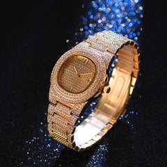Hip Hop Iced Out Chain Necklace+Watch+Bracelet Set Men Cuban Link Chain New Rhinestone Necklace for Men Jewelry Watch Gift