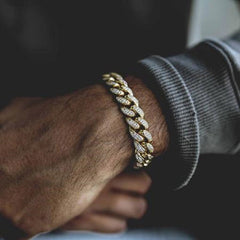 Hip Hop Iced Out Chain Necklace+Watch+Bracelet Set Men Cuban Link Chain New Rhinestone Necklace for Men Jewelry Watch Gift