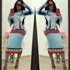 European and American fashion women's new multi-color printed dress
