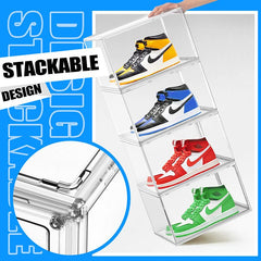 10 PCS X-Large Clear Handbag Storage Organizer Purse Organizer for Closet Acrylic Shoe Display Case Stackable Stackable Shoe Storage Boxes with Magnetic Door for Book, Makeup,Collectibles