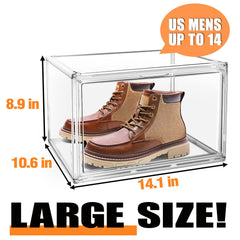 10 PCS X-Large Clear Handbag Storage Organizer Purse Organizer for Closet Acrylic Shoe Display Case Stackable Stackable Shoe Storage Boxes with Magnetic Door for Book, Makeup,Collectibles