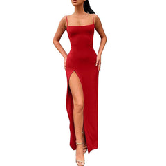 Backless Thigh-high Slit Bodycon Maxi