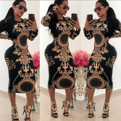 European and American fashion women's new multi-color printed dress