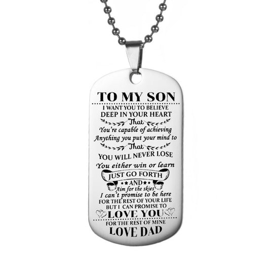 Family Necklaces Dog Tags Dad\\\\\\\\\\\\\\\\mom To Son\\\\\\\\\\\\\\\\daugthter Pendant Inspirational Necklace Metal military Dog tag Engraving Steel Gift
