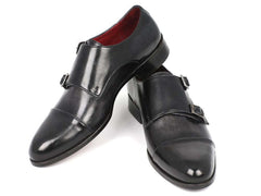 Paul Parkman Men's Cap-Toe Double Monkstraps Gray & Black