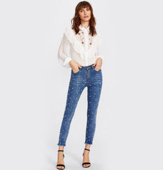 Pearl Beaded Foul Jeans