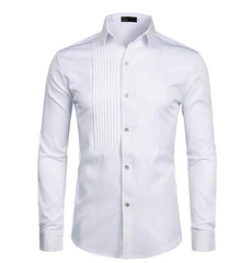 Mens Slim Fit Long Sleeve Tuxedo Dress Shirts