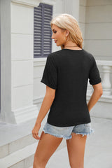 Women's Solid Round Neck Short Sleeved T-shirt