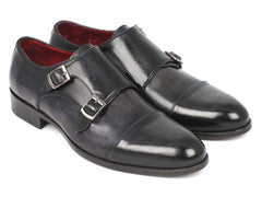 Paul Parkman Men's Cap-Toe Double Monkstraps Gray & Black