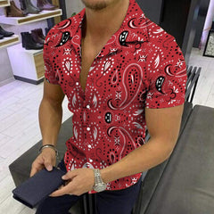 Hawaiian Short Sleeve Summer Lapel T-Shirt