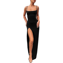 Backless Thigh-high Slit Bodycon Maxi