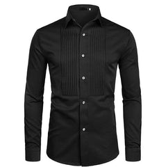 Mens Slim Fit Long Sleeve Tuxedo Dress Shirts