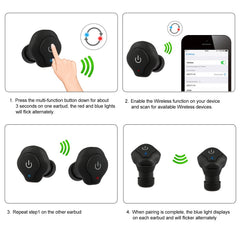 True Wireless Earbuds CSR V4.2 In-ear Stereo Headsets IP44 Waterproof Apt-X TWS Headphones Noise Cancelling