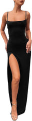 Backless Thigh-high Slit Bodycon Maxi