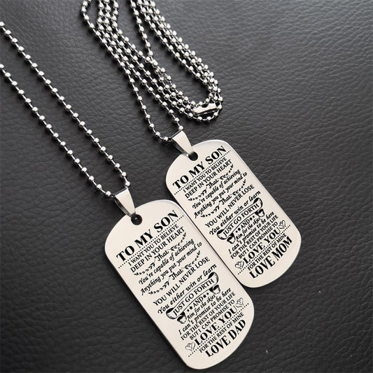 Family Necklaces Dog Tags Dad\\\\\\\\\\\\\\\\mom To Son\\\\\\\\\\\\\\\\daugthter Pendant Inspirational Necklace Metal military Dog tag Engraving Steel Gift