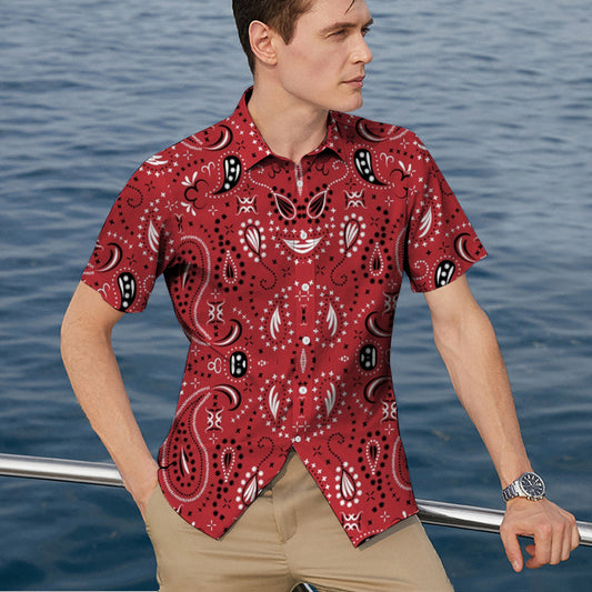 Hawaiian Short Sleeve Summer Lapel T-Shirt