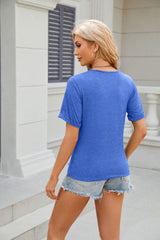 Women's Solid Round Neck Short Sleeved T-shirt