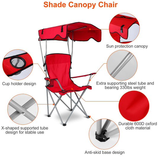 Foldable Beach Canopy Chair Set