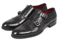 Paul Parkman Men's Cap-Toe Double Monkstraps Gray & Black