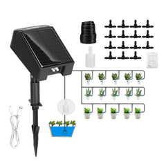 Automatic Solar Powered Drip Irrigation System Kit Rechargeable Plant Programmable Watering Timer Device Up to 15 Plants For Indoor Outdoor Patio Garden Greenhouse