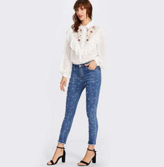 Pearl Beaded Foul Jeans