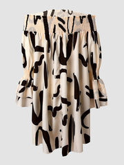 Letter Print Off Shoulder Dress; Loose Long Sleeve Dress; Casual Every Day Dress; Women's Clothing