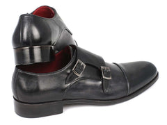 Paul Parkman Men's Cap-Toe Double Monkstraps Gray & Black