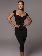 Low Cut Ribbed Boat Neck Dress; Solid Color Body Wrap Dress; Women's Dresses