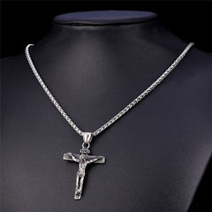 Fashion Men's Jesus Cross Necklace Cross Jewelry Gold Plated Pendant Classic Necklaces for Women Birthday Party Anniversary Gift