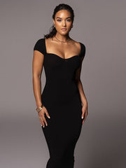 Low Cut Ribbed Boat Neck Dress; Solid Color Body Wrap Dress; Women's Dresses