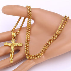 Fashion Men's Jesus Cross Necklace Cross Jewelry Gold Plated Pendant Classic Necklaces for Women Birthday Party Anniversary Gift