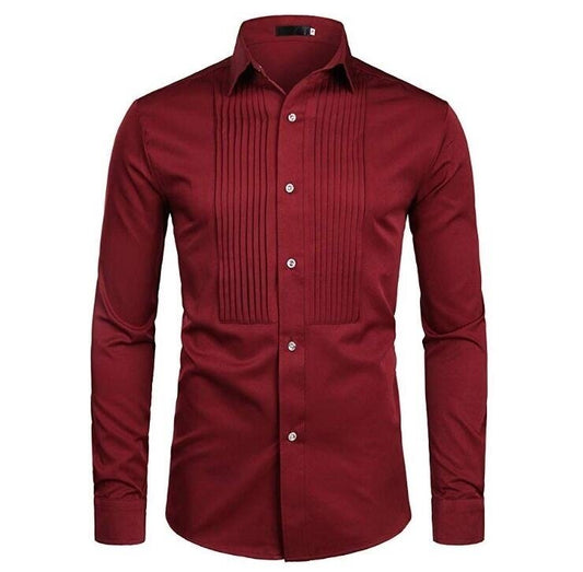 Mens Slim Fit Long Sleeve Tuxedo Dress Shirts