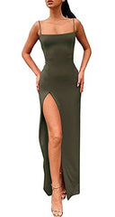 Backless Thigh-high Slit Bodycon Maxi