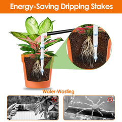 Automatic Solar Powered Drip Irrigation System Kit Rechargeable Plant Programmable Watering Timer Device Up to 15 Plants For Indoor Outdoor Patio Garden Greenhouse