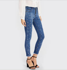 Pearl Beaded Foul Jeans