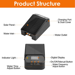 Automatic Solar Powered Drip Irrigation System Kit Rechargeable Plant Programmable Watering Timer Device Up to 15 Plants For Indoor Outdoor Patio Garden Greenhouse