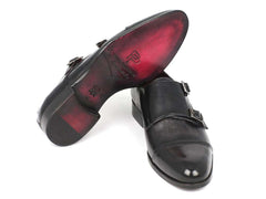 Paul Parkman Men's Cap-Toe Double Monkstraps Gray & Black