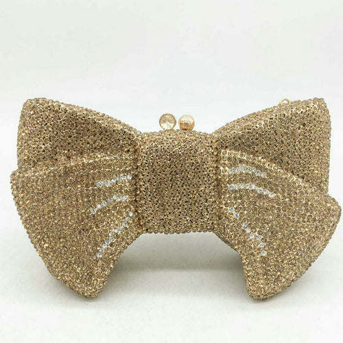 Boutique De Fgg Novelty Women Bow Clutch Crystal Evening Bags Hard