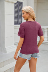 Women's Solid Round Neck Short Sleeved T-shirt