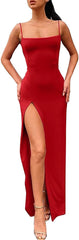 Backless Thigh-high Slit Bodycon Maxi